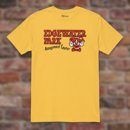 Edgewater Park Daisy T-shirt flat lay on brick background