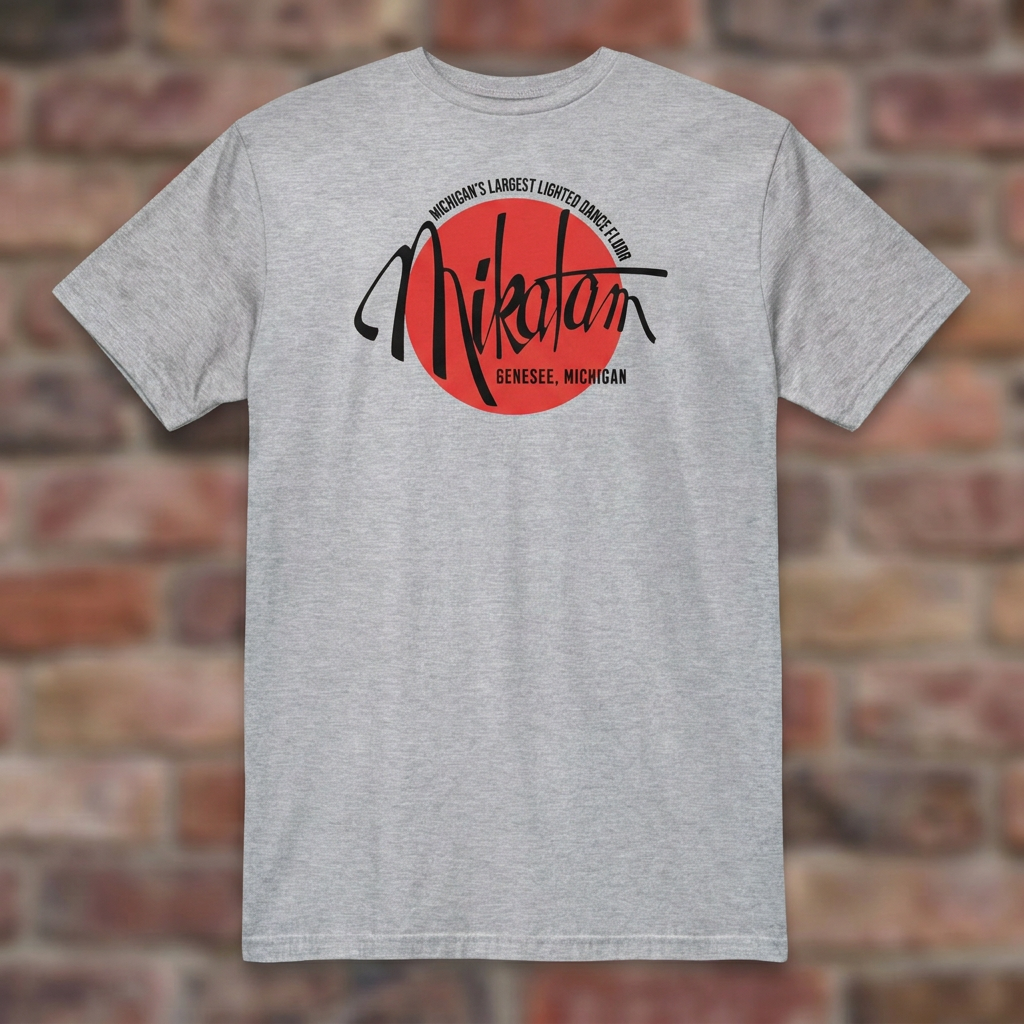 Mikatam Lounge Sport Grey T-shirt flat lay on brick background