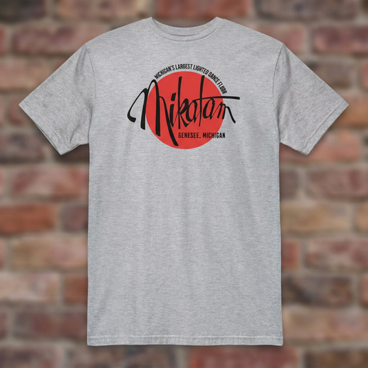Mikatam Lounge Sport Grey T-shirt flat lay on brick background