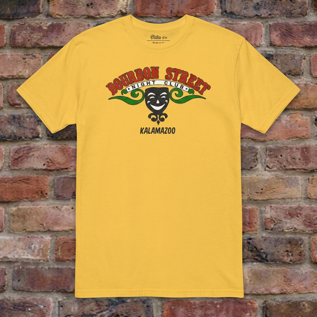 Bourbon Street Daisy T-shirt flat lay on brick background