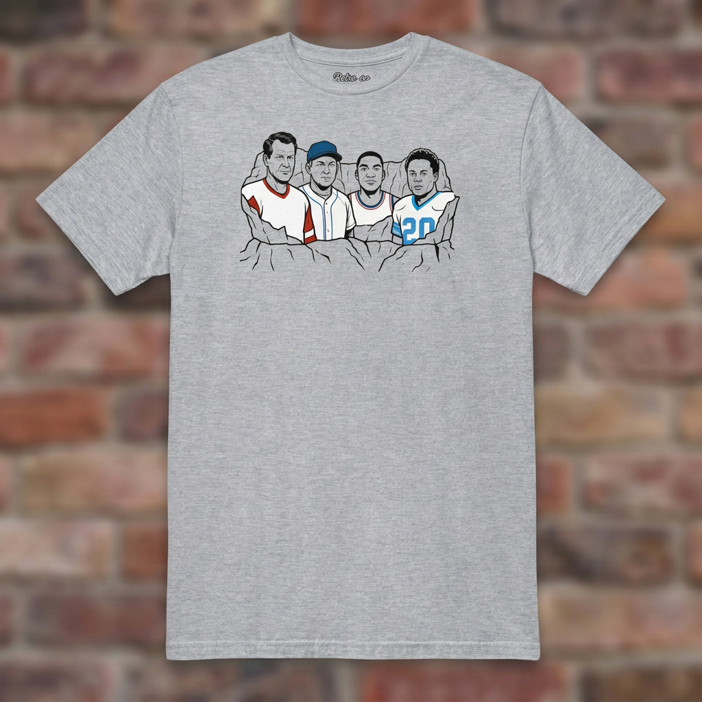 Legends of Detroit Sport Grey T-shirt flat lay on brick background