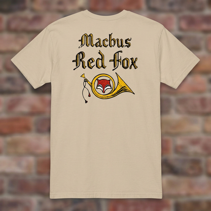 Machus Red Fox Sand T-shirt flat lay on warm brick