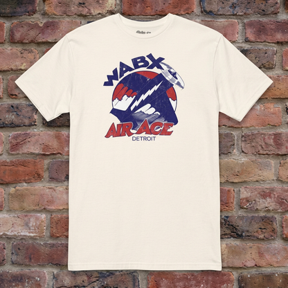 WABX Air Ace Natural T-shirt flat lay on brick background