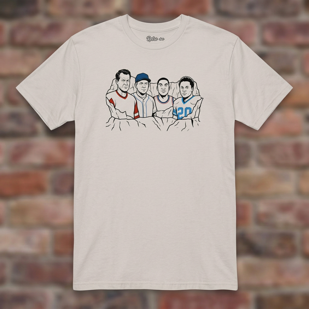 Legends of Detroit White T-shirt flat lay on brick background