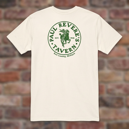Paul Revere's Tavern Natural T-shirt flat lay on warm brick