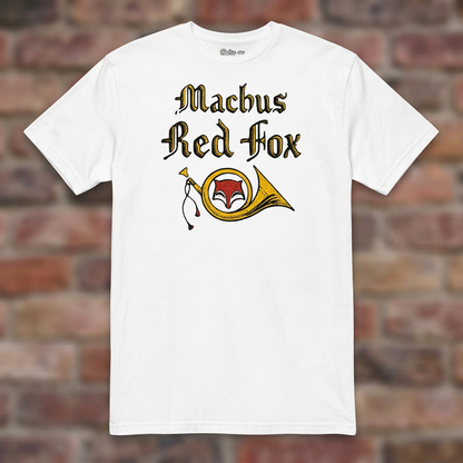 Machus Red Fox White T-shirt flat lay on warm brick