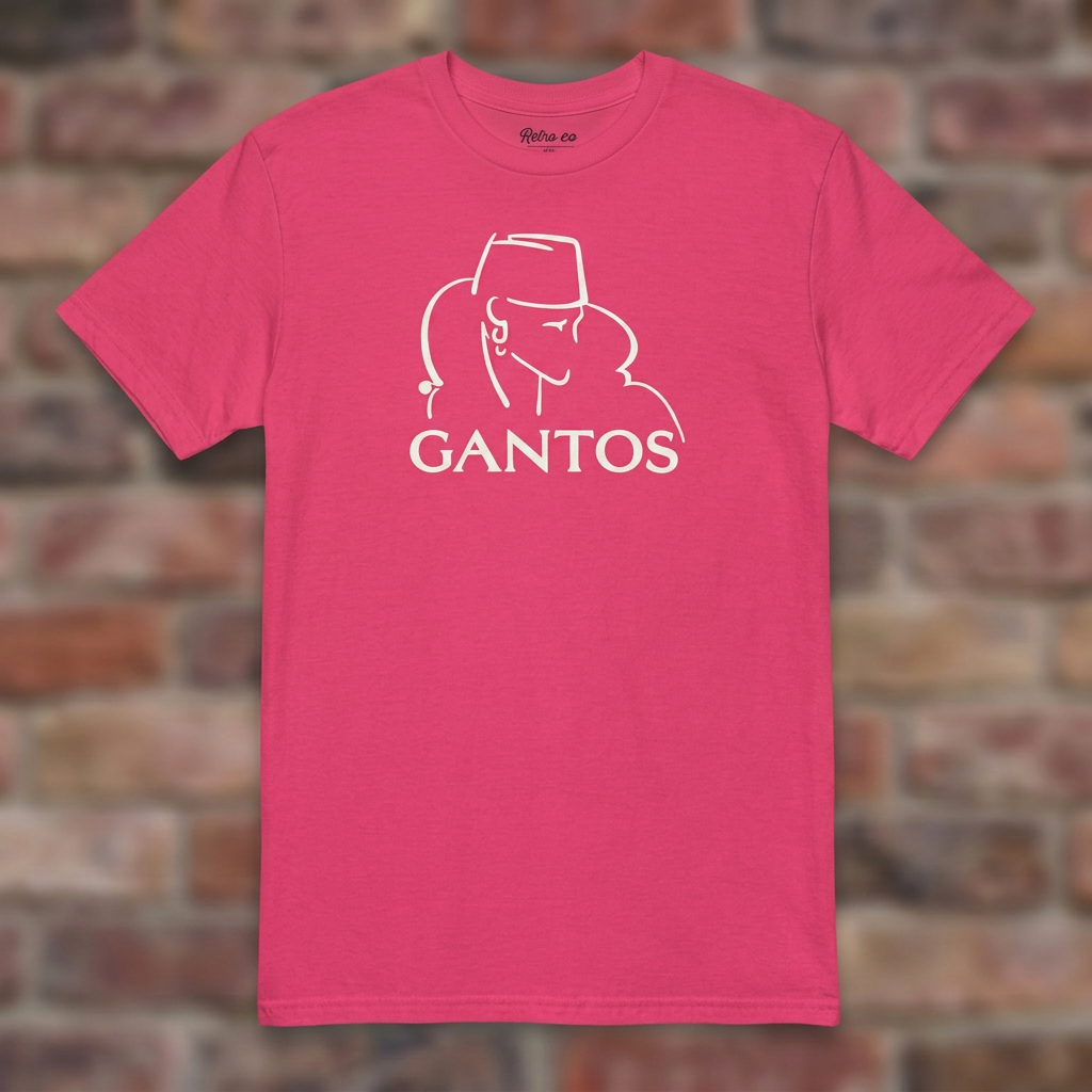 Gantos Heliconia T-shirt flat lay on brick background