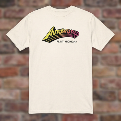 Autoworld Natural T-shirt flat lay on brick background