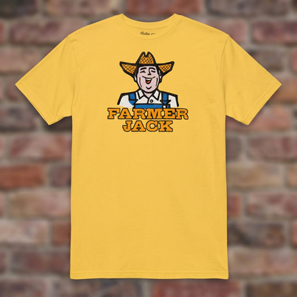 Daisy Farmer Jack T-shirt flat lay on warm brick