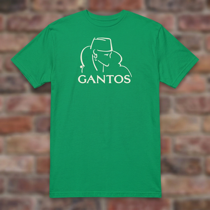 Gantos Irish Green T-shirt flat lay on brick background