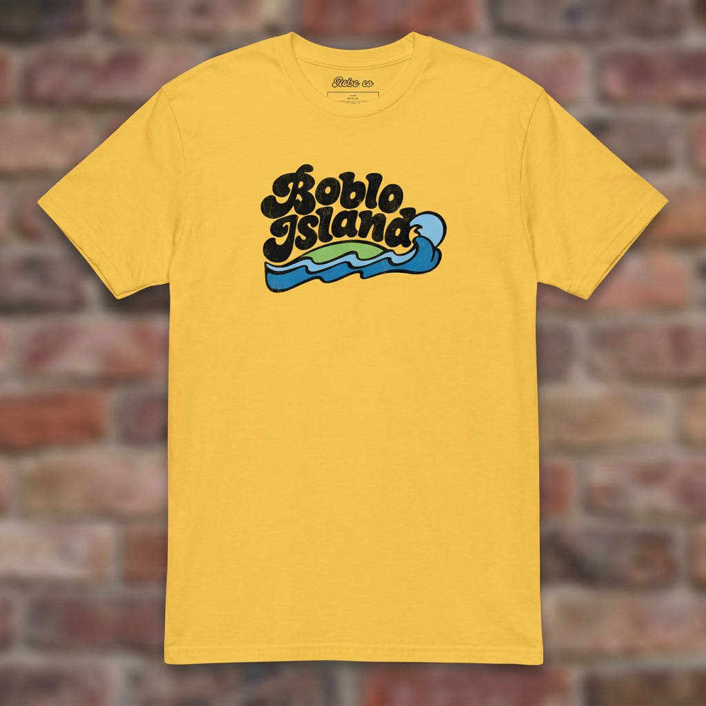 Daisy Boblo Island T-shirt flat lay on warm brick