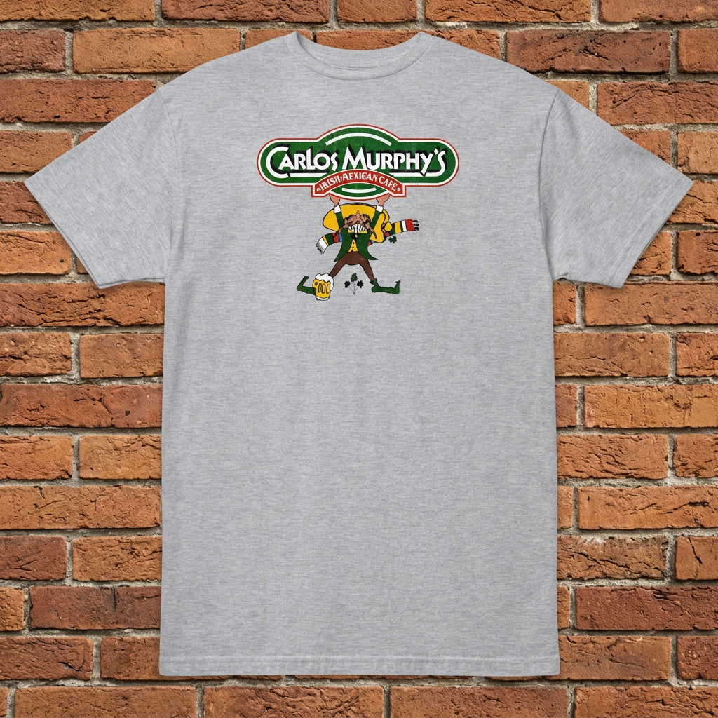 Carlos Murphy's Sport Grey T-shirt flat lay on brick background