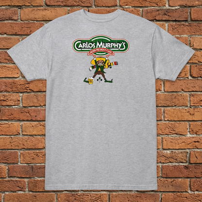 Carlos Murphy's Sport Grey T-shirt flat lay on brick background