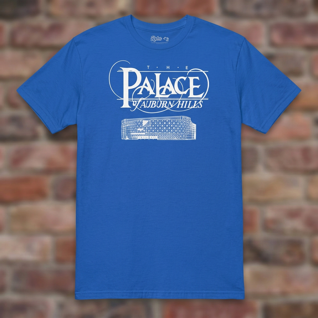 Royal Palace of Auburn Hills T-shirt flat lay on warm brick