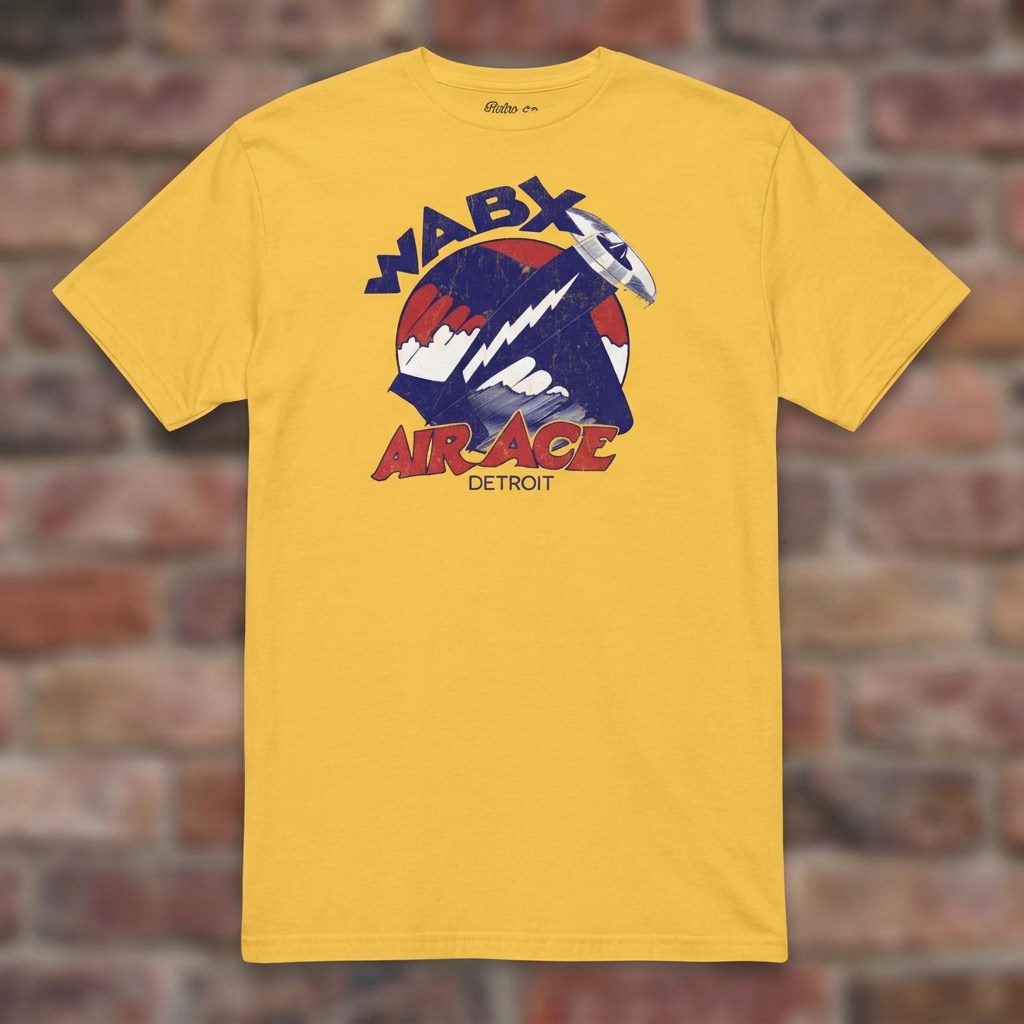 WABX Air Ace Daisy T-shirt flat lay on brick background