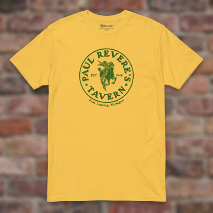Paul Revere's Tavern Daisy T-shirt flat lay on warm brick